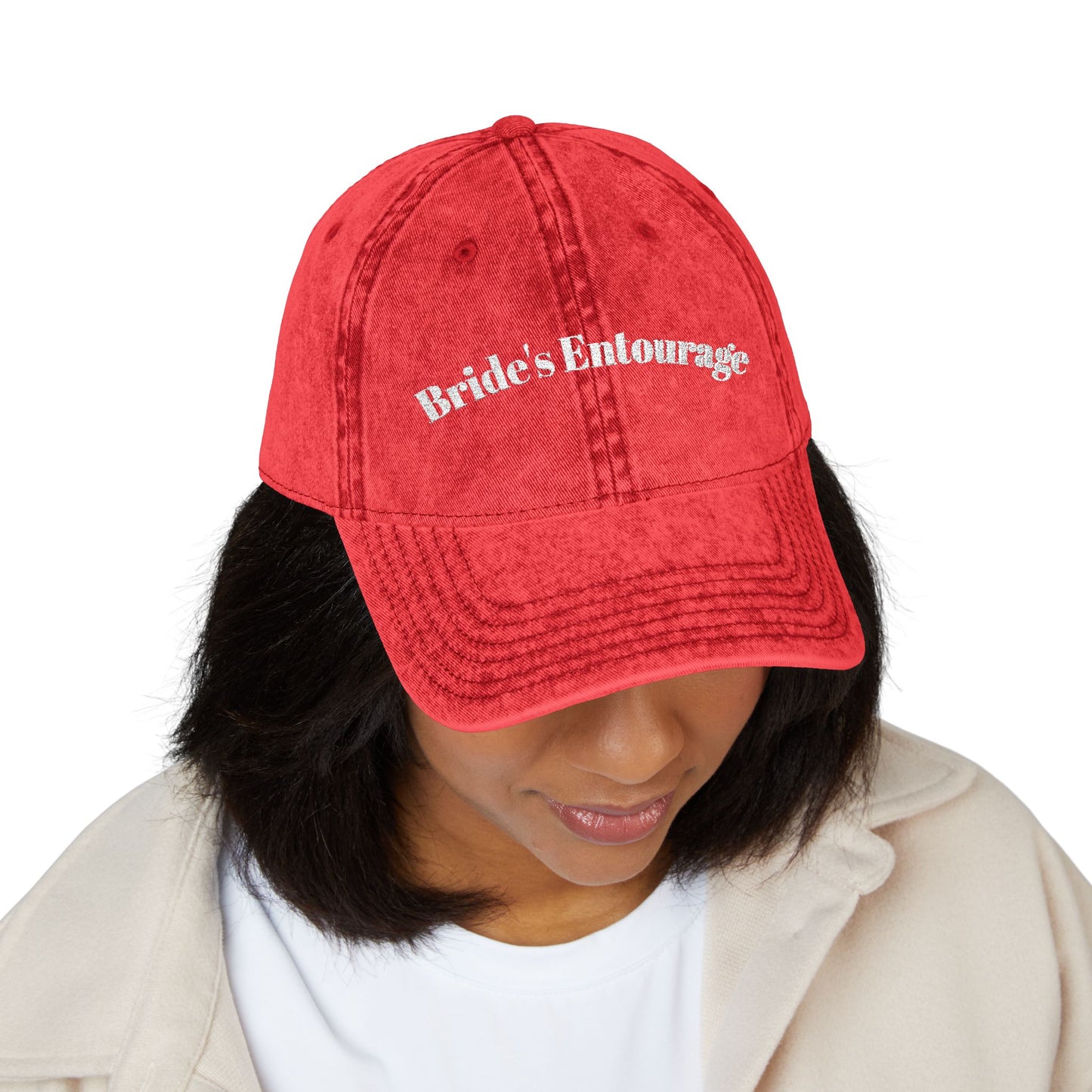 Vintage Embroidered Cap, Bride's Entourage Hat, Wedding Accessory, Bridal Party Gift, Stylish Headwear