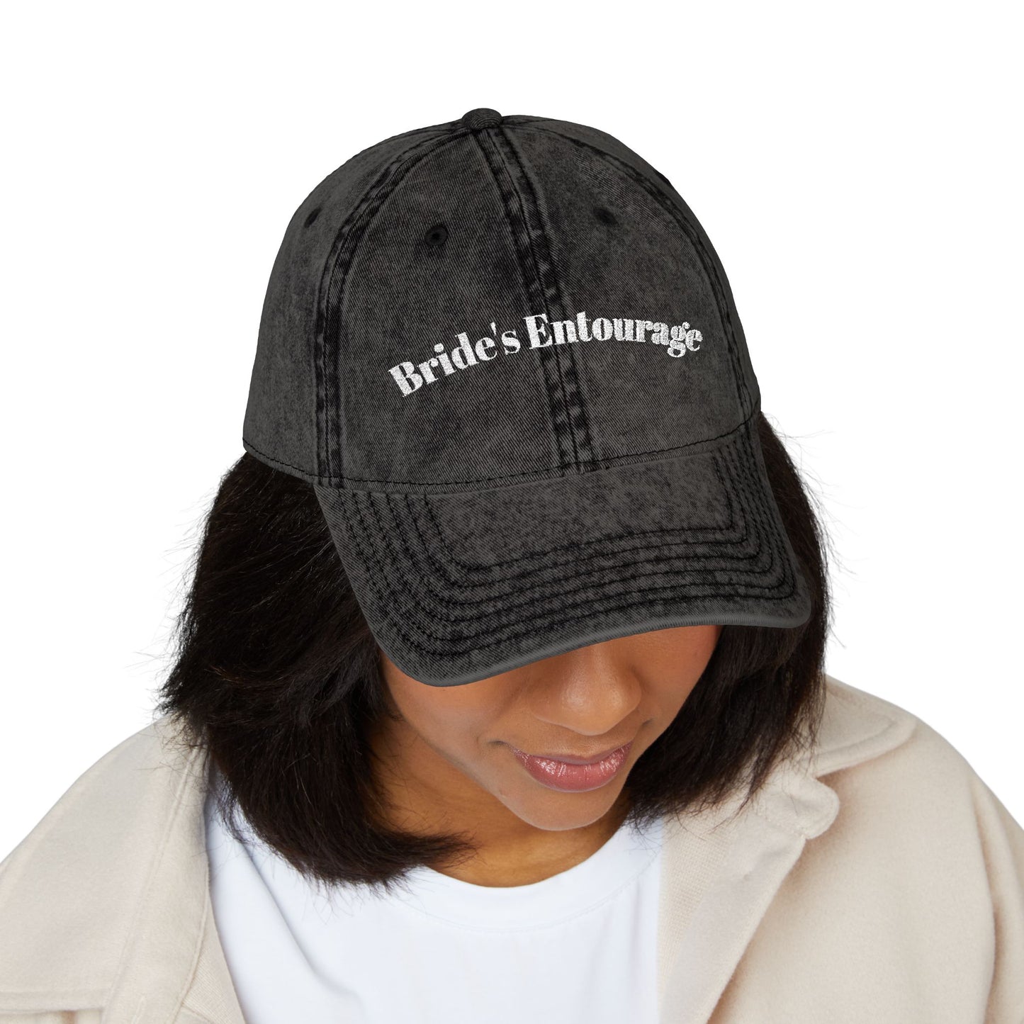 Vintage Embroidered Cap, Bride's Entourage Hat, Wedding Accessory, Bridal Party Gift, Stylish Headwear