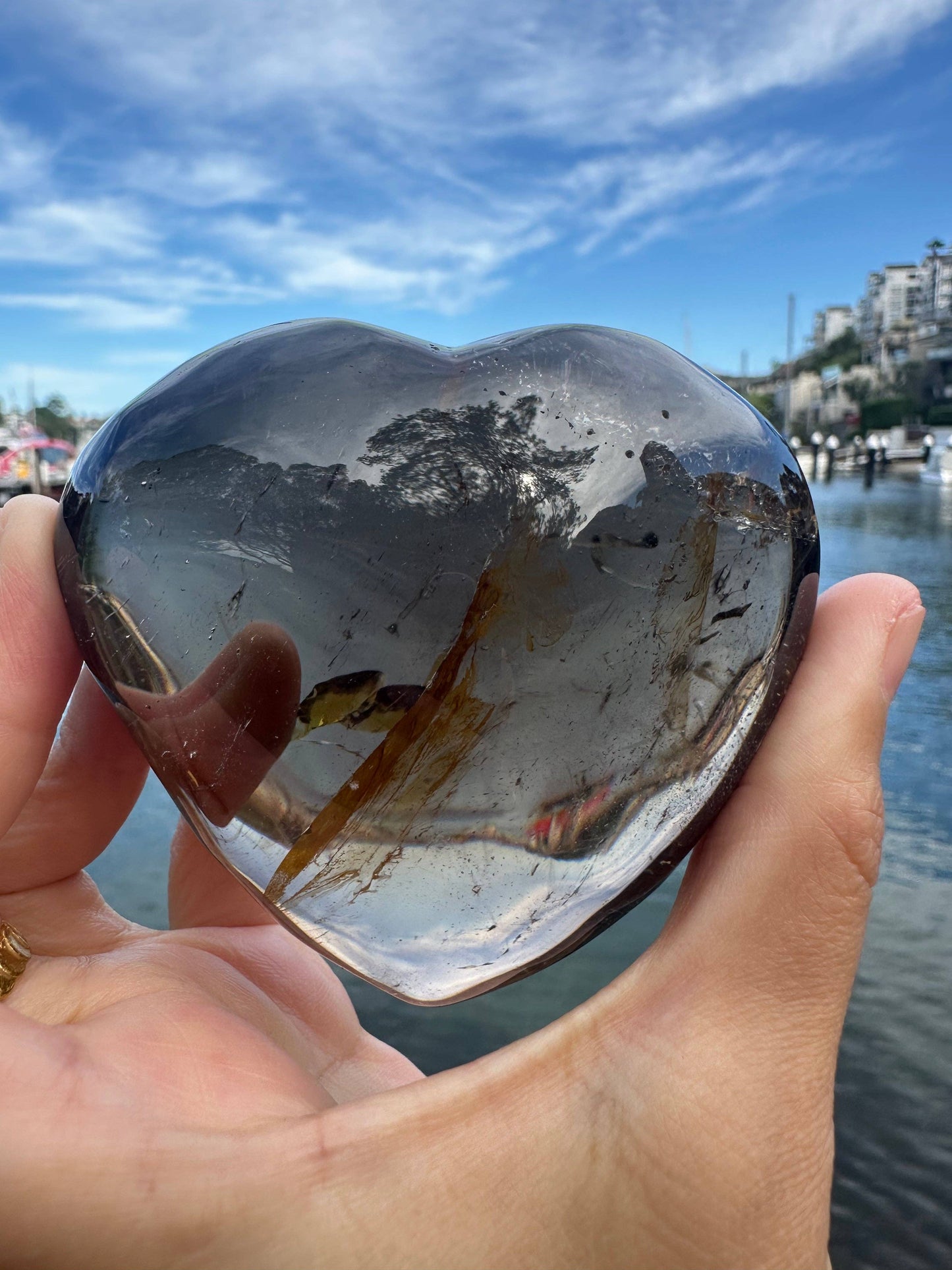 Large Natural Smoky Quartz Heart – Healing Crystal for Protection & Balance, Christmas Crystal Gift: 7-8cm