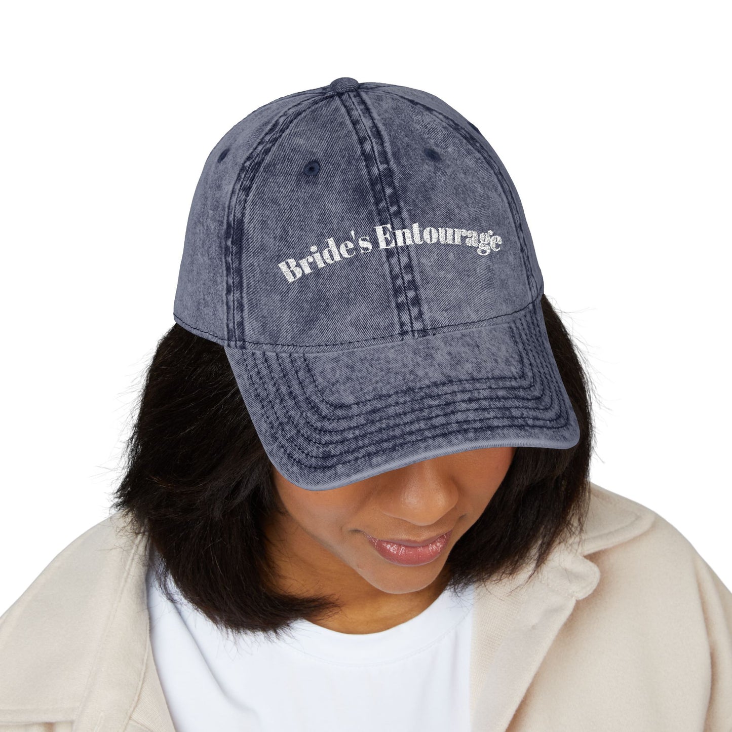 Vintage Embroidered Cap, Bride's Entourage Hat, Wedding Accessory, Bridal Party Gift, Stylish Headwear