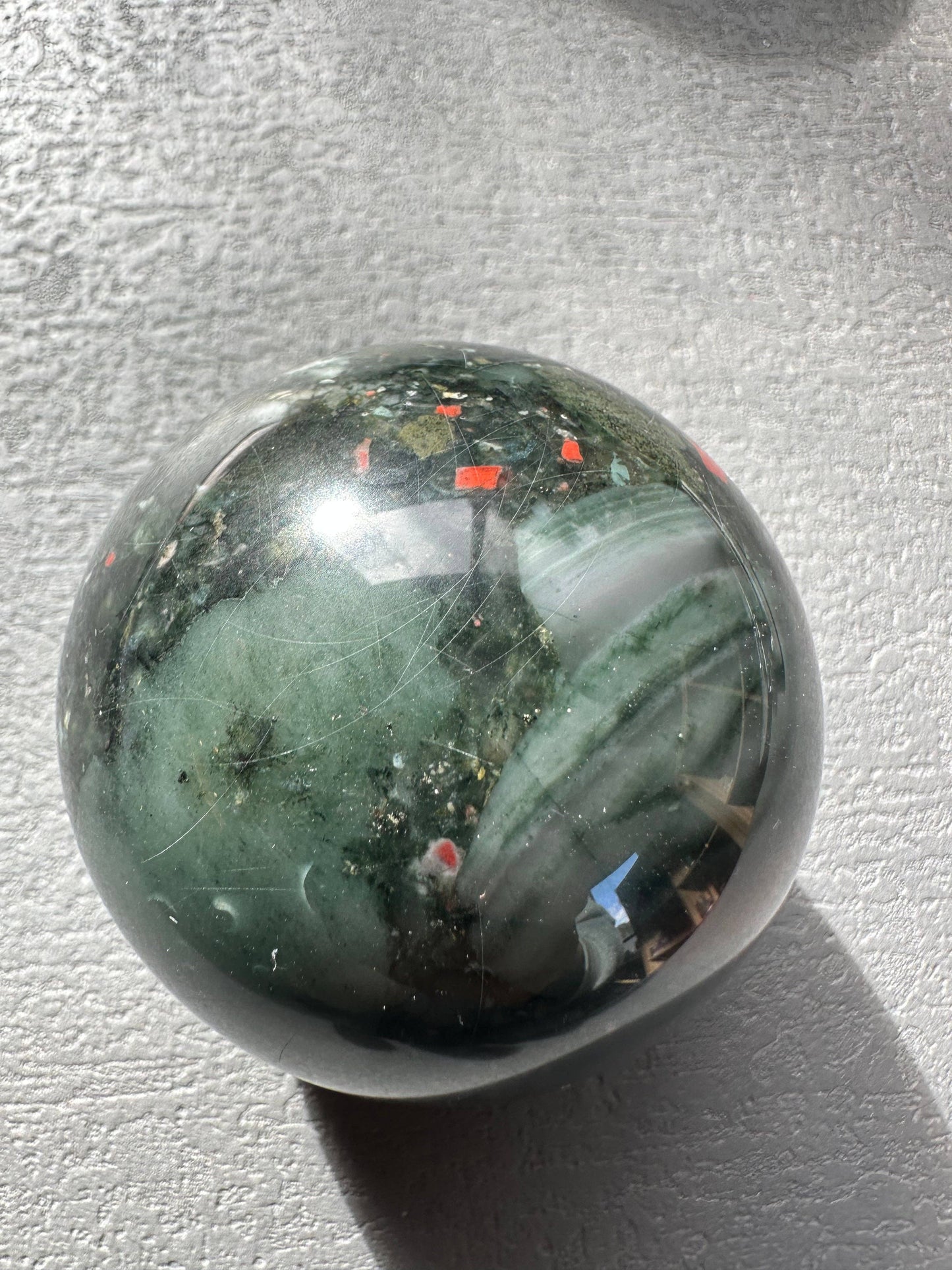 African Bloodstone Sphere – Grounding, Vitality & Protection – Choose Your Size – Natural Healing Crystal, Christmas Crystal Gift: 5-6cm