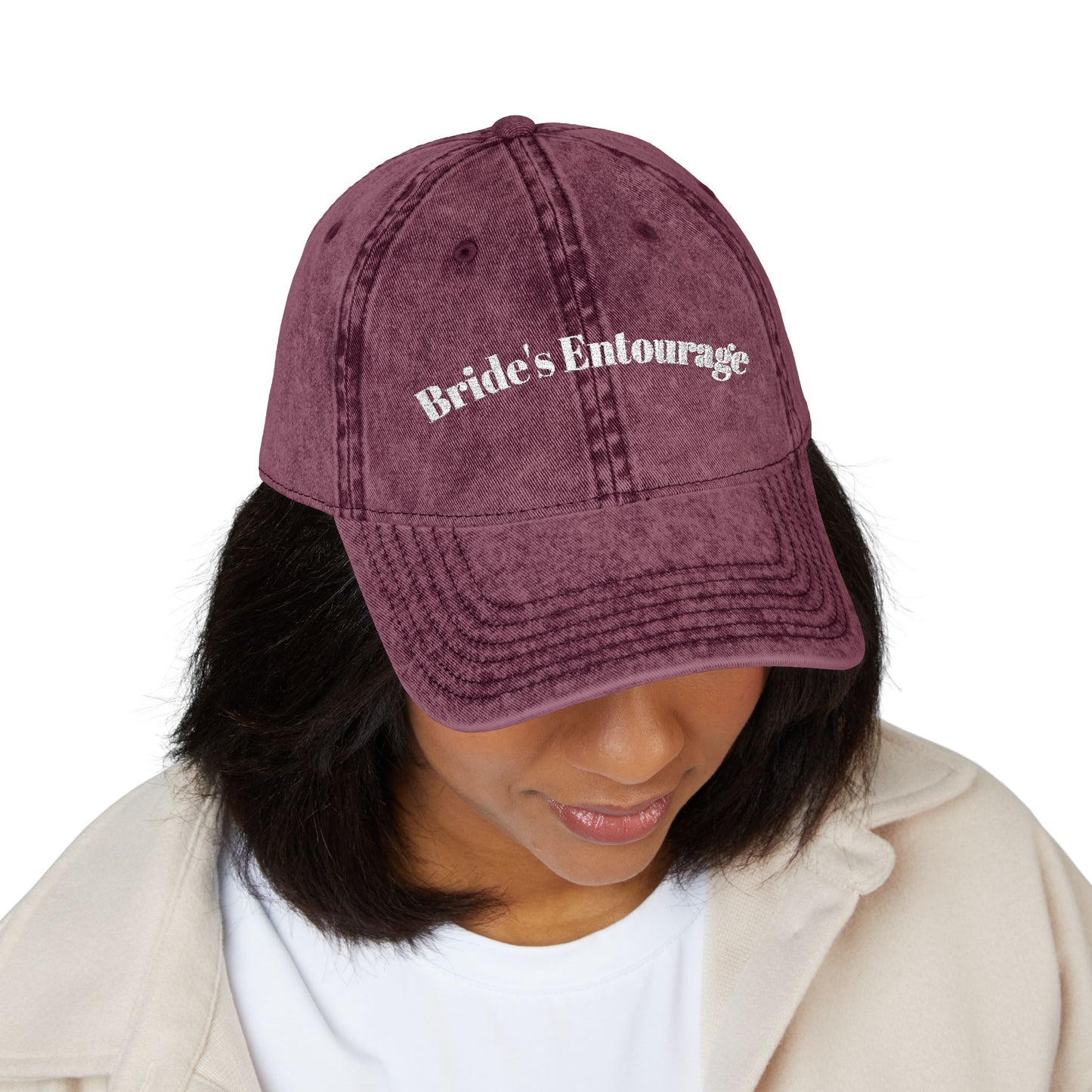 Vintage Embroidered Cap, Bride's Entourage Hat, Wedding Accessory, Bridal Party Gift, Stylish Headwear