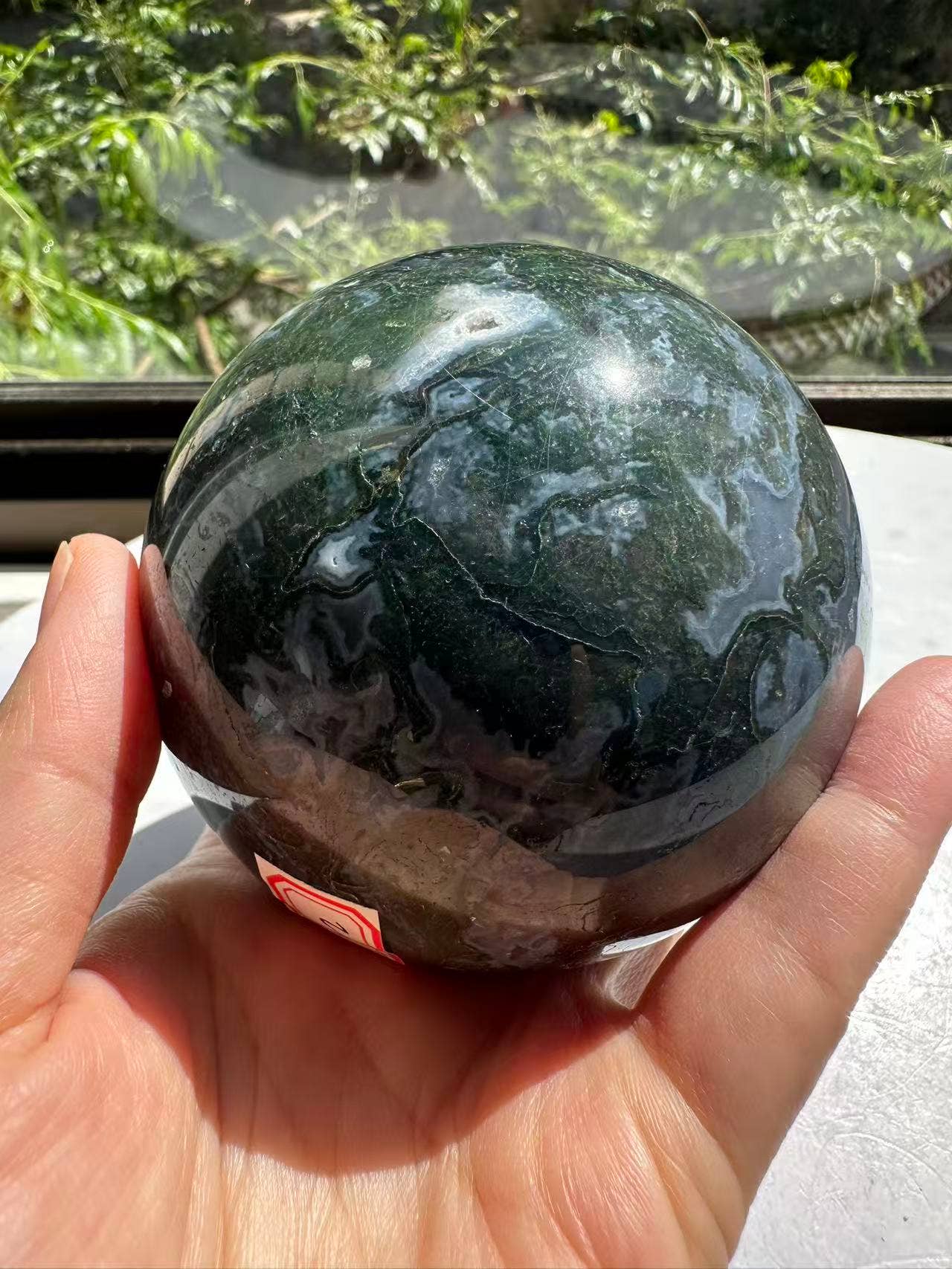 Large Natural Moss Agate Sphere | Grounding & Nature Connection Crystal- christmas crystal gift #12