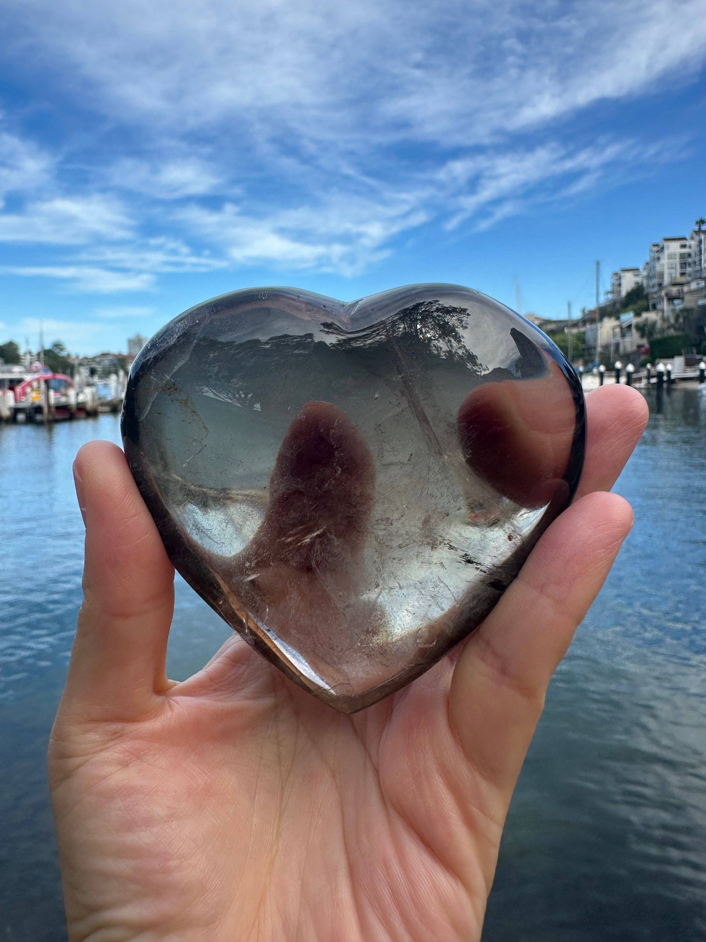 Large Natural Smoky Quartz Heart – Healing Crystal for Protection & Balance, Christmas Crystal Gift: 7-8cm