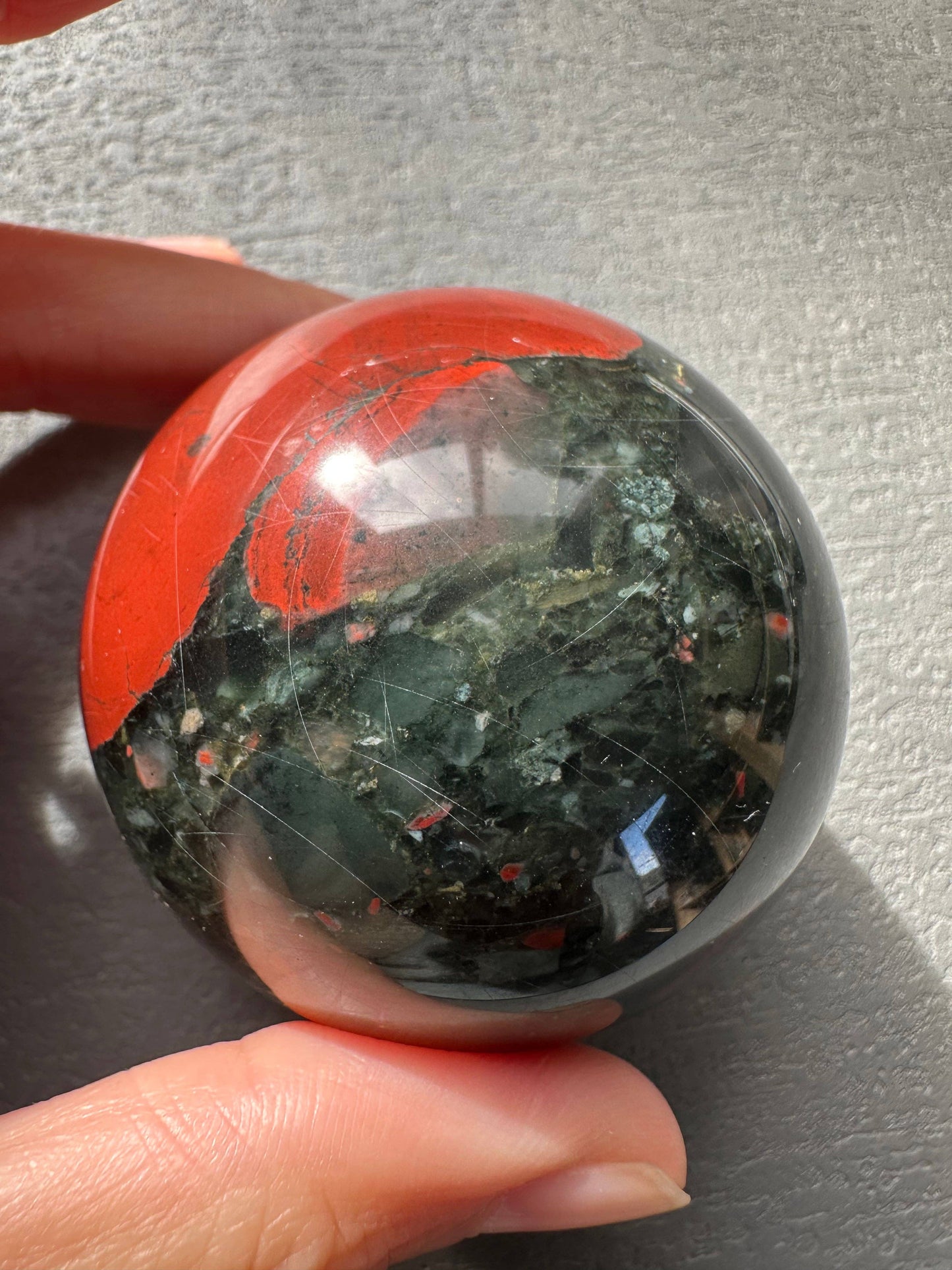 African Bloodstone Sphere – Grounding, Vitality & Protection – Choose Your Size – Natural Healing Crystal, Christmas Crystal Gift: 5-6cm