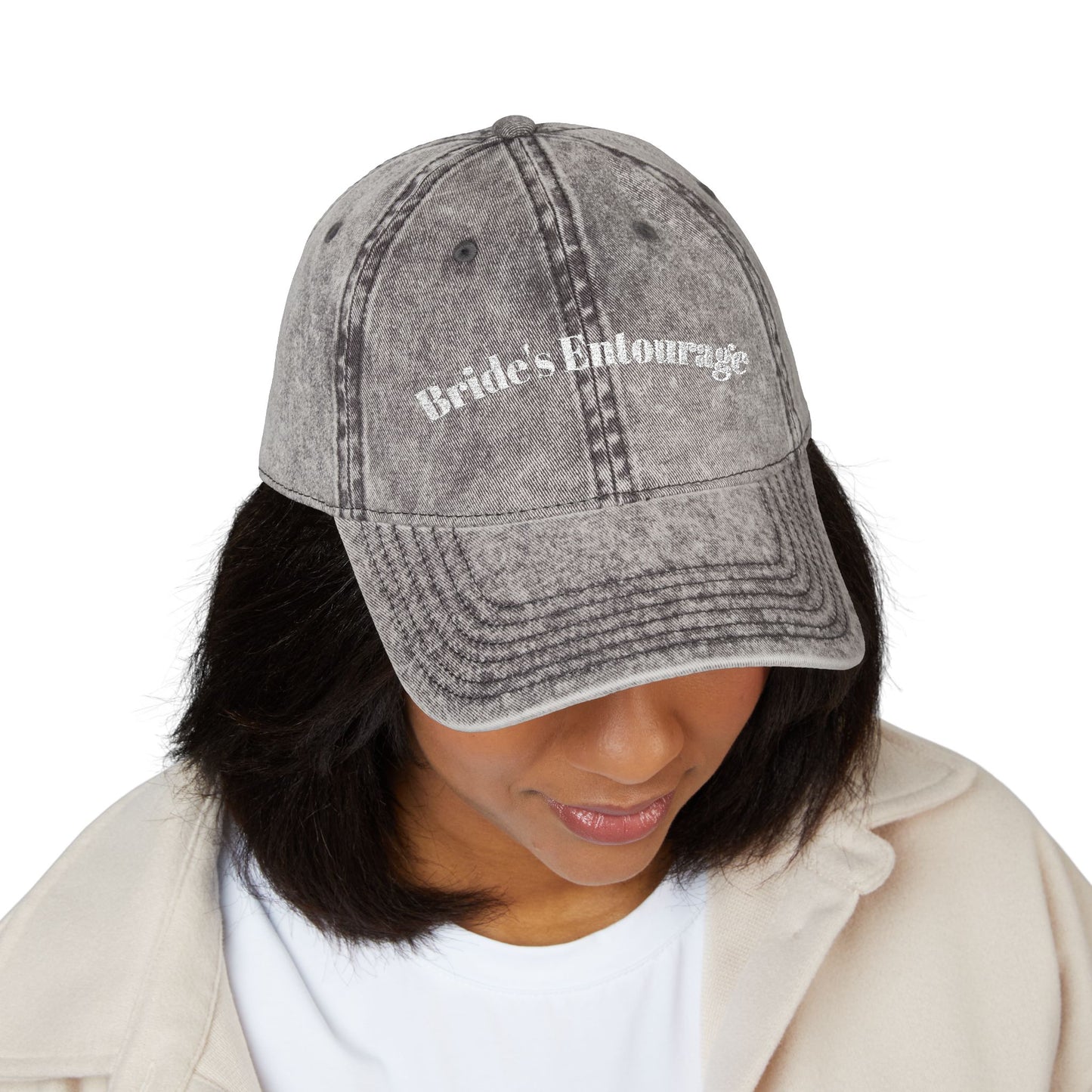 Vintage Embroidered Cap, Bride's Entourage Hat, Wedding Accessory, Bridal Party Gift, Stylish Headwear