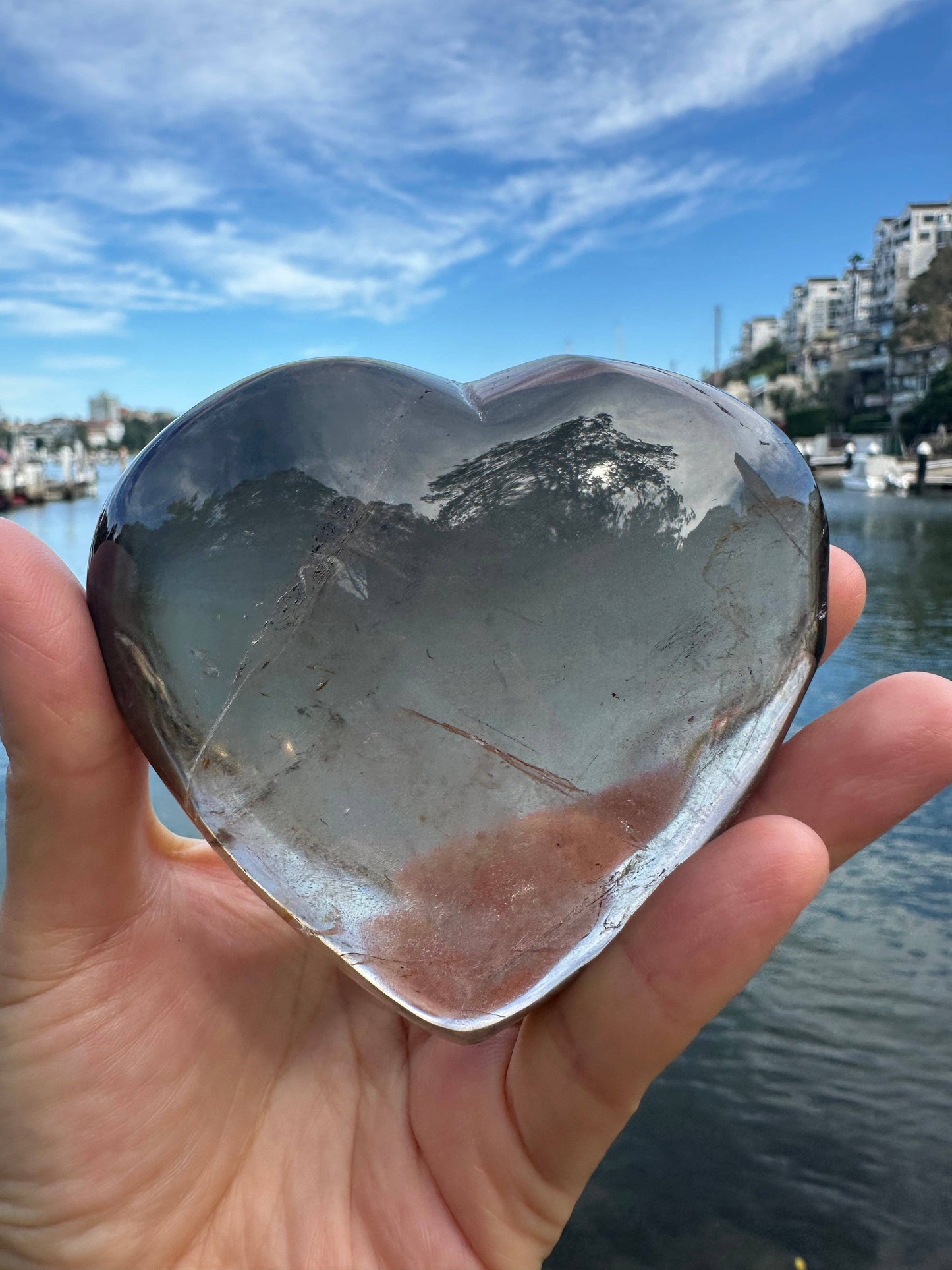 Large Natural Smoky Quartz Heart – Healing Crystal for Protection & Balance, Christmas Crystal Gift: 7-8cm